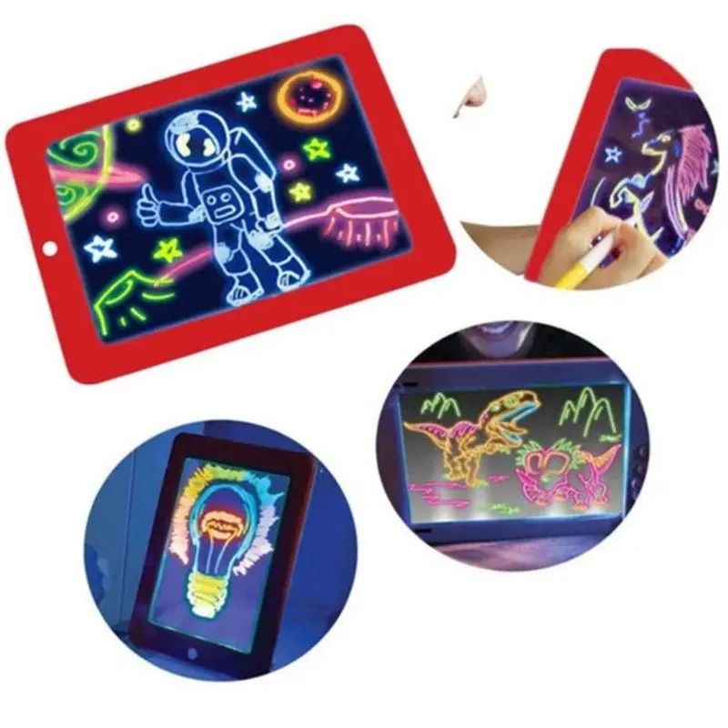 3D Magic Tablet Educational Writing Pad Kids Learning Toys Electronic Toy Drawing Board Puzzle Light Board