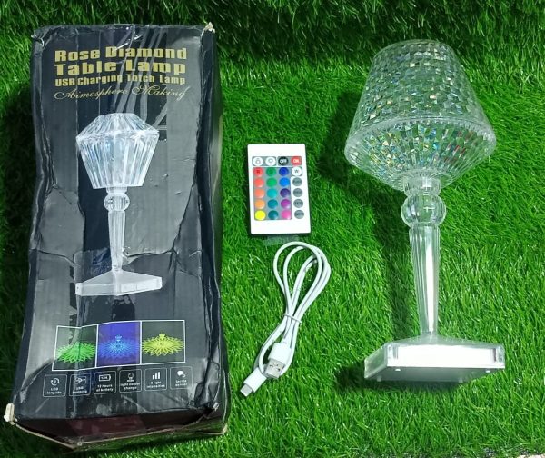(NW00020) Rose Diamond Table Touch Lamp Crystal USB Chargeable