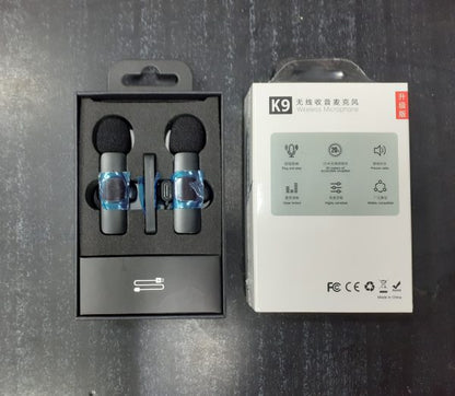 K9 Dual Microphone Mic Plug &amp; Play USB Type C &amp; IOS Wireless Lavalier Microphone Auto Sync Noise Reduction NO APP or Bluetooth Needed- Dual Mic