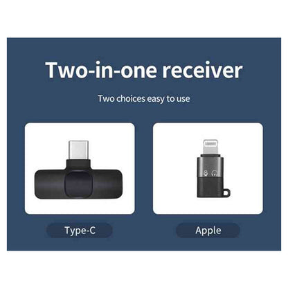 K9 Dual Microphone Mic Plug &amp; Play USB Type C &amp; IOS Wireless Lavalier Microphone Auto Sync Noise Reduction NO APP or Bluetooth Needed- Dual Mic